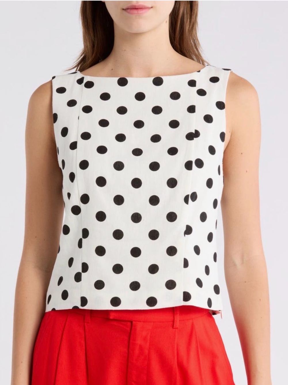Tuckernuck Black Polka Dot Sleeveless Boatneck Top